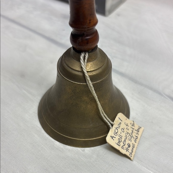 Vintage Brass Hand Bell with Wooden Handle - Picture 6 of 7